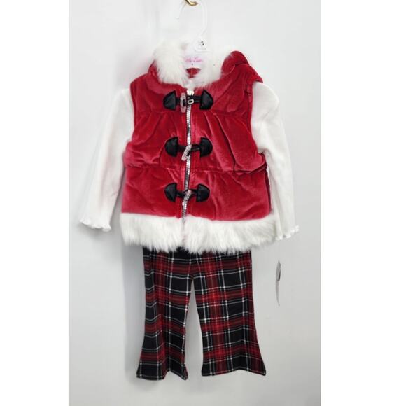 New NWT Little Lass Girls Holiday Set Vest 3- Piece Size‎ 12 Months - Picture 6 of 6